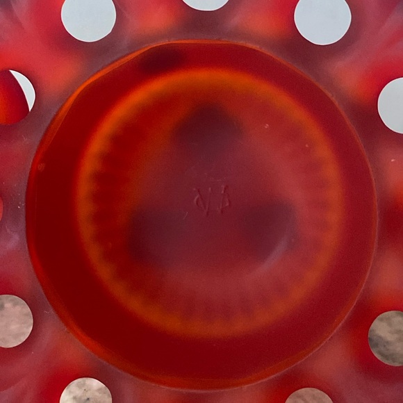 Vintage Westmoreland Handmade Red Glass Satin Mist Doric Lace Candle Holder Pair - Picture 8 of 12